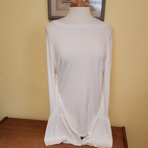 Worthington Elegant White Women's Fine Gauge Knit Sweater with Flutter Sleeves